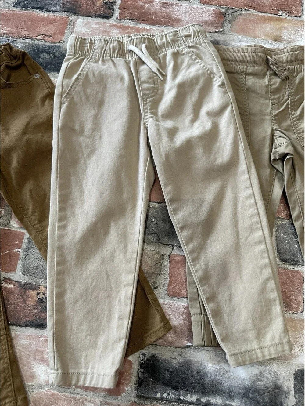 Lot of 3 Toddler Boys Size 2T Khaki Chino Jogger Pants Tan Brown Neutrals